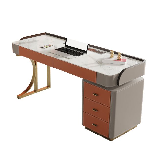 Stein gebogener Büro -Schreibtisch Glam 29.53 "großer Schreibtisch mit Schubladen