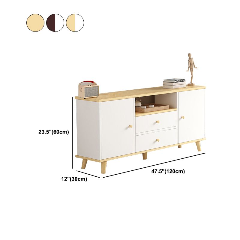 Consola de TV de 2 puertas de estilo de madera de estilo escandinavo con almacenamiento