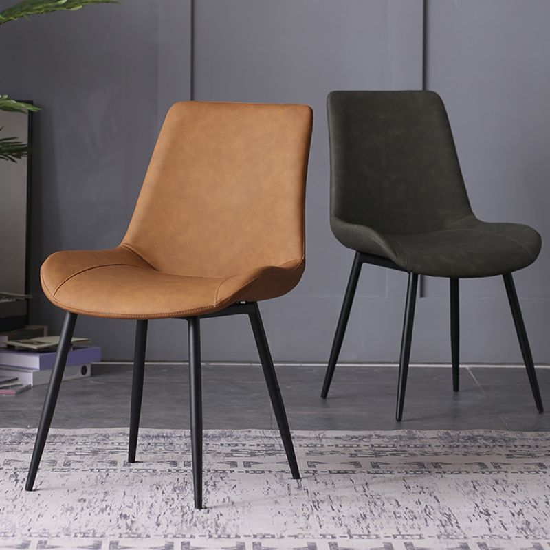 Contemporary Leather Side Chair Matte Finish Solid Back Dining Chair Clearhalo ' kitchen&dining_furn' 'Dining Chairs' 'Dining Tables & Seating' 'dining_chair' 'furn' 'furn_dining_chair' 'Furniture' 'furniture_dining_chair' 'Kitchen & Dining Furniture' 'kitchen' 1200x1200_034f16ef-e089-4f33-8e71-10fe68f79d8b
