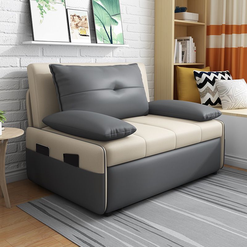 Scandinavian Sleeper Sofa Light Gray Sofa Bed  with Detachable Mattress