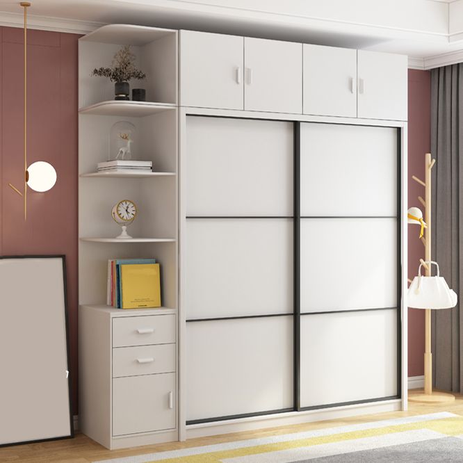 Wit gemanipuleerde houten garderobe armoire moderne schuifgarderobe kast