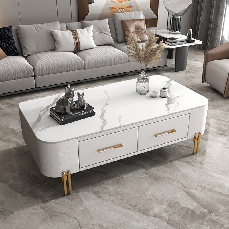 Slate Rectangular Coffee Table 4 Legs Single Coffee Table with 2 Drawers Clearhalo 'Coffee & Accent Tables' 'Coffee Tables' 'coffee_tables' 'furn' 'furn_coffee_tables' 'Furniture' 'Living Room Furniture' 1200x1200_03523b2e-be2d-4966-8175-b115c5801966