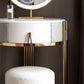 Luxurious Metal Vanity Table in Gold/Silver Stone Top Makeup Desk