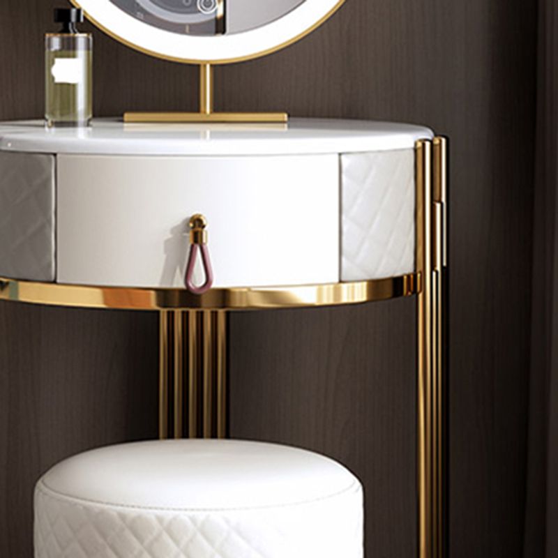 Luxurious Metal Vanity Table in Gold/Silver Stone Top Makeup Desk