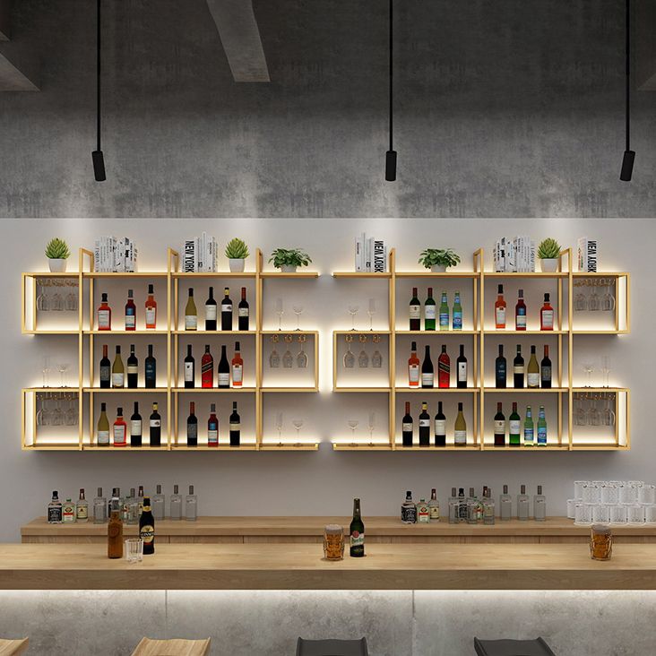 Wall Mounted Wine Rack Kit Metal and Wood Wine Holder Rack in Brown and Black Clearhalo 'furn' 'furn_wine_racks' 'Furniture' 'Kitchen & Dining Furniture' 'Wine Racks' 'wine_racks' 1200x1200_03542df7-4e26-4e2c-b9d4-dec525dced37