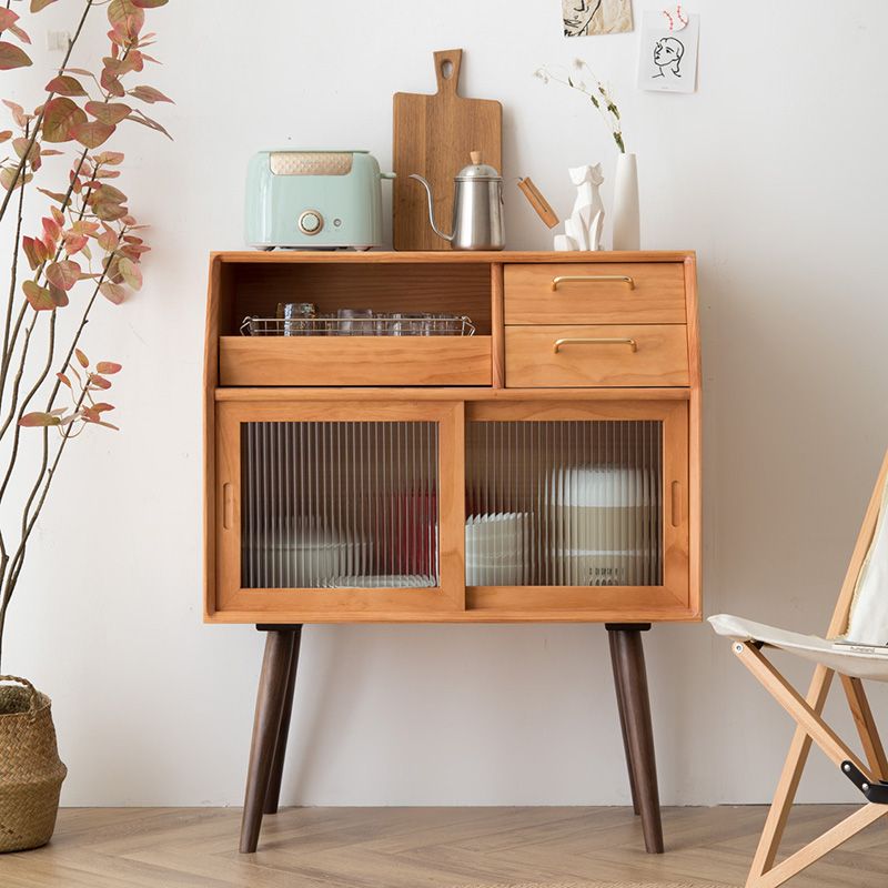 Modern Sliding Doors Sideboard 2 Drawers Sideboard Buffet Table 17" W X 39" H Clearhalo 'buffet_sideboard' 'Buffets & Sideboards' 'furn' 'furn_buffet_sideboard' 'Furniture' 'Kitchen & Dining Furniture' 1200x1200_03552723-f6d0-44fe-b0c3-94049cafae74