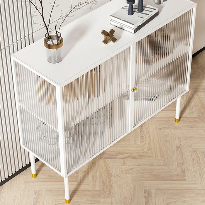 Glam Style Kitchen Buffet Server Glass 2 Door 39.5"L Metal Frame Dining Server Clearhalo 'buffet_sideboard' 'Buffets & Sideboards' 'furn' 'furn_buffet_sideboard' 'Furniture' 'Kitchen & Dining Furniture' 1200x1200_035611a0-1e98-4bf9-9c9d-c6c91d945ce5