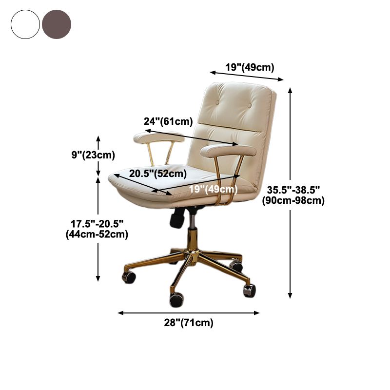Mid-back Office Chair Leather Seat with Fixed Armrest and Tufted Office Chair Clearhalo 'Furniture' 'furniture_office_chair' 'Office Chairs' 'Office Furniture' 'office_chair' 1200x1200_0359d169-fa13-4a4a-b196-6a17b4c2bed4