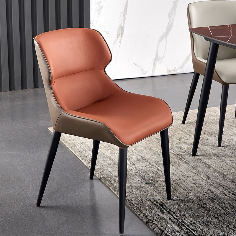 Black Metal Legs Dining Chairs Faux Leather Low Back Side Chair Clearhalo 'Dining Chairs' 'Dining Tables & Seating' 'dining_chair' 'furn' 'furn_dining_chair' 'Furniture' 'Kitchen & Dining Furniture' 1200x1200_035a5823-a40a-46a3-994b-187b29215a14