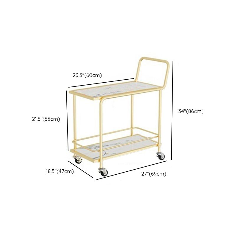Modern Faux Marble Prep Table Rectangular Prep Table with Casters