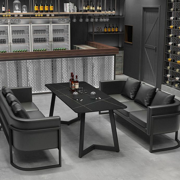 Industrial Dining Room Table Black Sintered Stone Table with Metal Base Clearhalo ' dining_table' 'Dining Tables & Seating' 'Dining Tables' 'furn' 'furn_dining_table' 'Furniture' 'furniture_dining_table' 'Kitchen & Dining Furniture' 'kitchen&dining_furn' 'kitchen' 'kitchen_dining_table' 1200x1200_035a8b23-c291-471b-b25e-f86be00e61ed