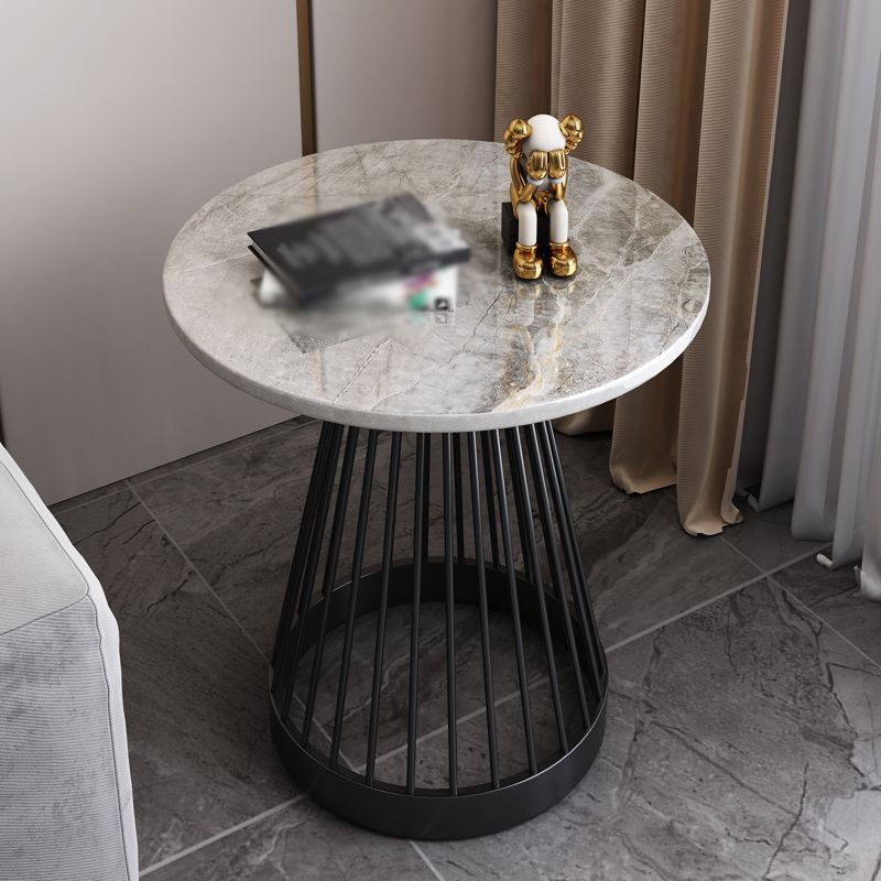 21.6"H Modern Metal Frame Base Slate Round Coffee Table End Table