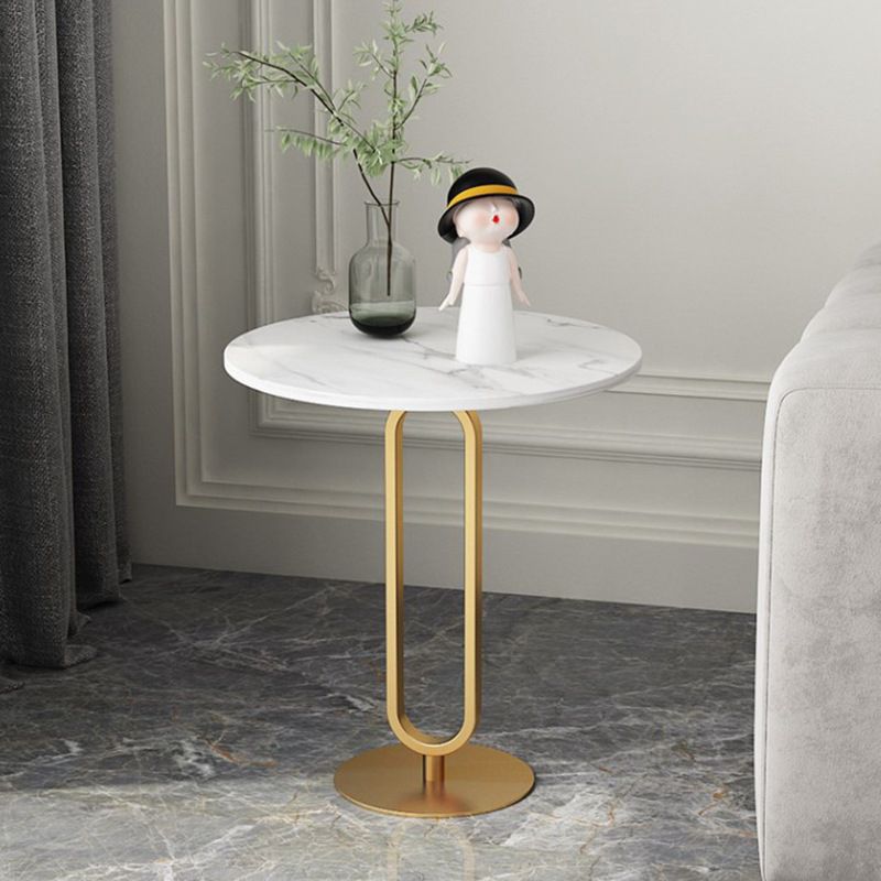 Tabella laterale di pietra rotonda del piedistallo 21.65 "alto // tavolo da estremità bianca