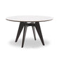48 Inch Modern White Stone Top Dining Table with 4 Black Oak Legs