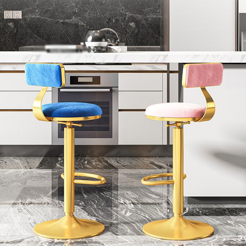 Glam Adjustable Rotatable Counter Stool Iron Kitchen Bar Stool with Velvet Cushion Clearhalo 'Bar Furniture' 'Bar Stools' 'bar_stools' 'furn' 'furn_bar_stools' 'furniture_bar_stools' 'Kitchen & Dining Furniture' 'kitchen&dining_furn' 'kitchen' 'kitchen_furn' Furniture' 1200x1200_035cf4b8-10e1-4d7c-b2d8-6f0509b2ad25