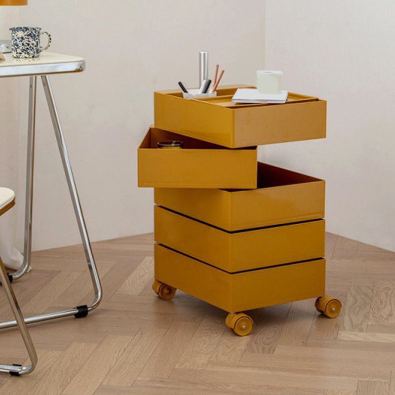 Modern Colored 5 - Drawer Plastic Nightstand Or End Table with Casters