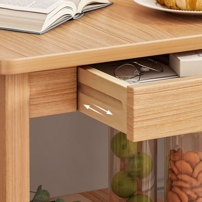 Square Wooden 4 Legs Side Table 1-Drawer End Table with Shelf Clearhalo 'Coffee & Accent Tables' 'End & Side Tables' 'end_side_tables' 'furn' 'furn_end_side_tables' 'Furniture' 'Living Room Furniture' 1200x1200_035f9d3f-9381-4611-8ad0-eacd827ed0d9