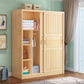 Modern Pine Wood Storage Cabinet Natural Finish Armoire for Home