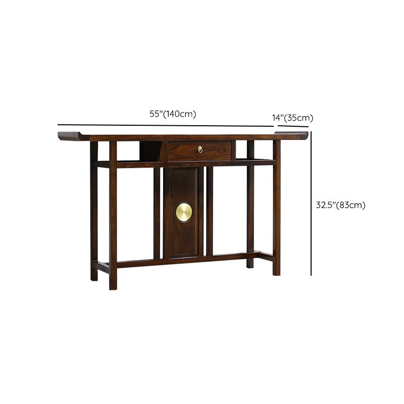 Rectangle Contemporary Console Table Dark Brown Elm Console Sofa Table