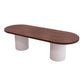 Conferenza per ufficio a forma di ovale Tavolo da scrittura in legno in bianco e marrone