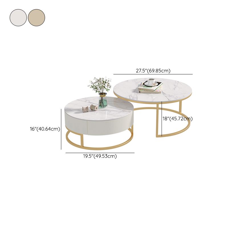 Glass Top Frame Coffee Table Round Nesting Coffee Table Set with Drawer Clearhalo 'Coffee & Accent Tables' 'Coffee Tables' 'coffee_tables' 'furn' 'furn_coffee_tables' 'Furniture' 'Living Room Furniture' 1200x1200_03655c63-dbc5-4e94-b873-ae6c3c220a0d