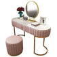 1-Drawer Makeup Vanity Table with Mirror & Stool Luxurious Stone/Leather Dresser Clearhalo 'Bedroom Furniture' 'furn' 'furn_makeup_vanities' 'Furniture' 'Makeup Vanities' 'makeup_vanities' 1200x1200_03668dcf-498e-4f9e-86d2-780264e48cfe
