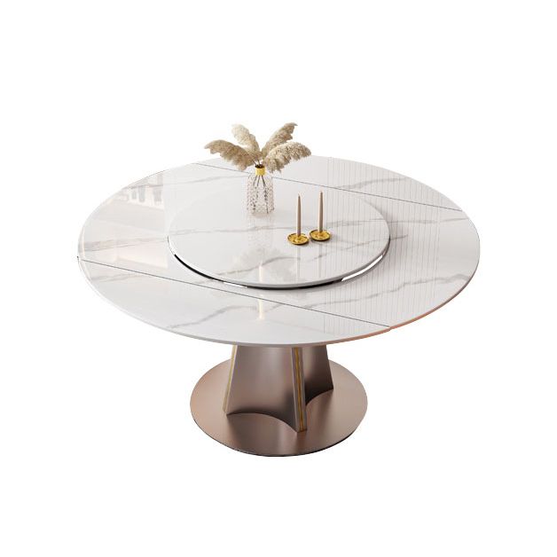 Metal Pedestal Dining Table Extendable Dining Table for Kitchen Clearhalo 'Dining Tables & Seating' 'Dining Tables' 'dining_table' 'furn' 'furn_dining_table' 'Furniture' 'Kitchen & Dining Furniture' 1200x1200_03682ec3-0dfd-443c-a127-9a8c8654319a