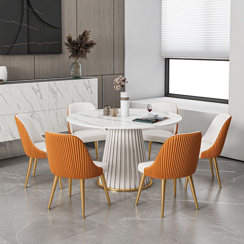 Glam Sintered Stone Dining Table Round Dining Table with Pedestal Base Clearhalo 'Dining Tables & Seating' 'Dining Tables' 'dining_table' 'furn' 'furn_dining_table' 'Furniture' 'furniture_dining_table' 'Kitchen & Dining Furniture' 'kitchen' 'kitchen_dining_table' 1200x1200_0368a931-b6e3-4950-a2f7-0b8aabf6dfdc