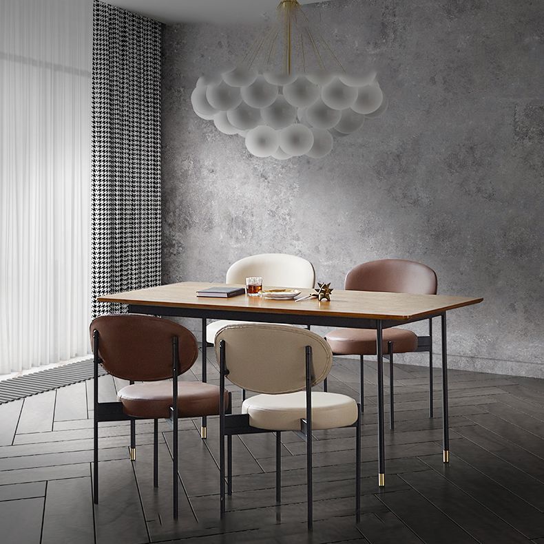 Industrial Dining Table Set 1/5/7 Pcs Solid Wood Top Table with Upholstered Chairs Clearhalo 'Dining Room Sets' 'Dining Tables & Seating' 'dining_room_set' 'furn' 'furn_dining_room_set' 'Furniture' 'Kitchen & Dining Furniture' 1200x1200_03698261-a6b0-4be2-9e85-7e2ccd3f7a8b