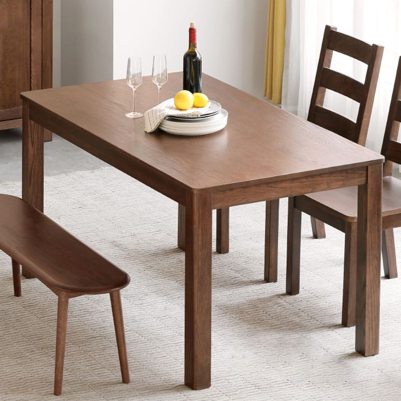 Contemporary Rectangle Dining Table Oak Solid Wood Table with 4 Legs for Kitchen Dinner Dining Room Clearhalo ' dining_table' 'Dining Tables & Seating' 'Dining Tables' 'furn' 'furn_dining_table' 'Furniture' 'furniture_dining_table' 'Kitchen & Dining Furniture' 'kitchen&dining_furn' 'kitchen' 'kitchen_dining_table' 1200x1200_036a844e-6541-4a89-8819-af772c3cc83f