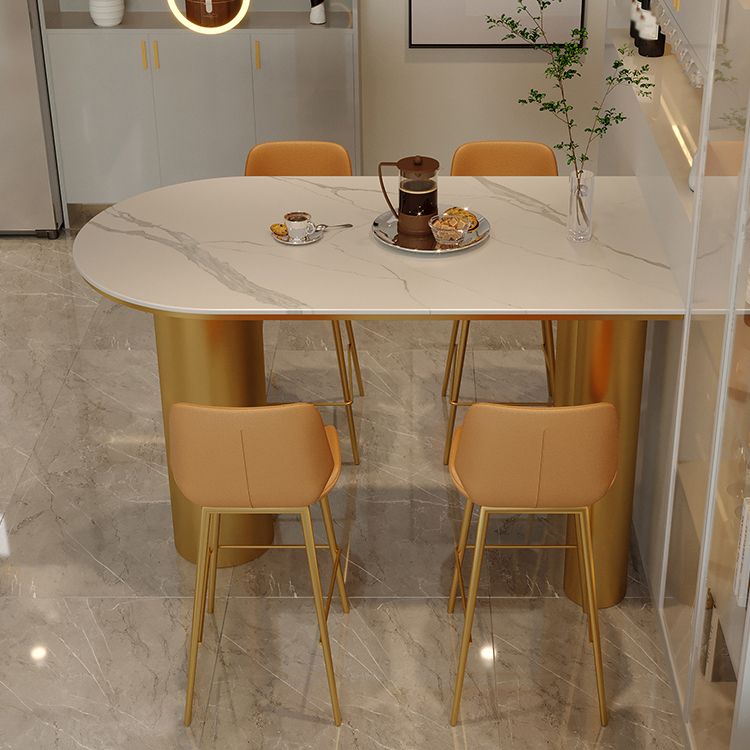 White Stone Top Counter-height Pub Table Contemporary Legs Bar Dining Table Clearhalo 'Bar Furniture' 'Bar Tables' 'bar_tables' 'furn' 'furn_bar_tables' 'Furniture' 'Kitchen & Dining Furniture' 1200x1200_036c9d39-8eab-4547-a412-7dbae8fa8019