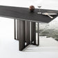 Sintered Stone Modern Dining Table Gray Rectangle Table with Double Pedestal for Home Clearhalo ' dining_table' 'Dining Tables & Seating' 'Dining Tables' 'Furniture' 'furniture_dining_table' 'Kitchen & Dining Furniture' 'kitchen&dining_furn' 'kitchen' 'kitchen_dining_table' 1200x1200_03701817-a303-4713-b779-85735cfbd69c