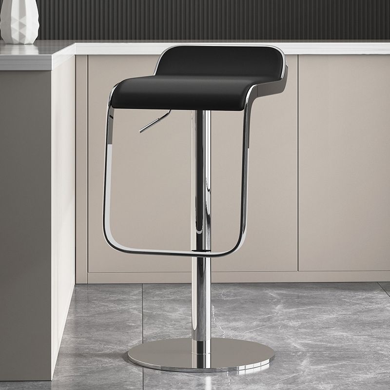 Modern Faux Leather Barstool Adjustable Height Swivel Barstool