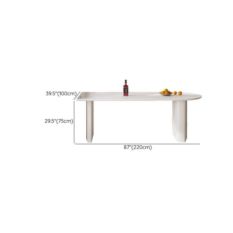 Tavolo da pranzo contemporaneo a forma libera per la casa Tavolo da pranzo bianco con doppio piedistallo