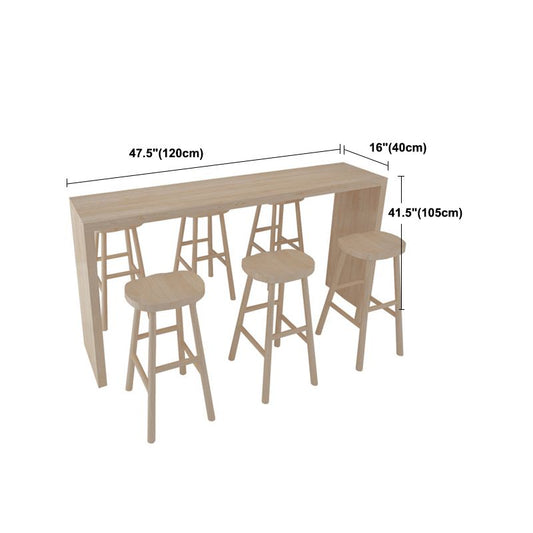 Solid Wood Bar Table with Double Pedestal Modern Rectangle Bistro Table Clearhalo 'Bar Furniture' 'Bar Tables' 'bar_tables' 'furn' 'furn_bar_tables' 'Furniture' 'Kitchen & Dining Furniture' 1200x1200_0378c7a2-ea40-4510-83cb-aa3b54cd6585