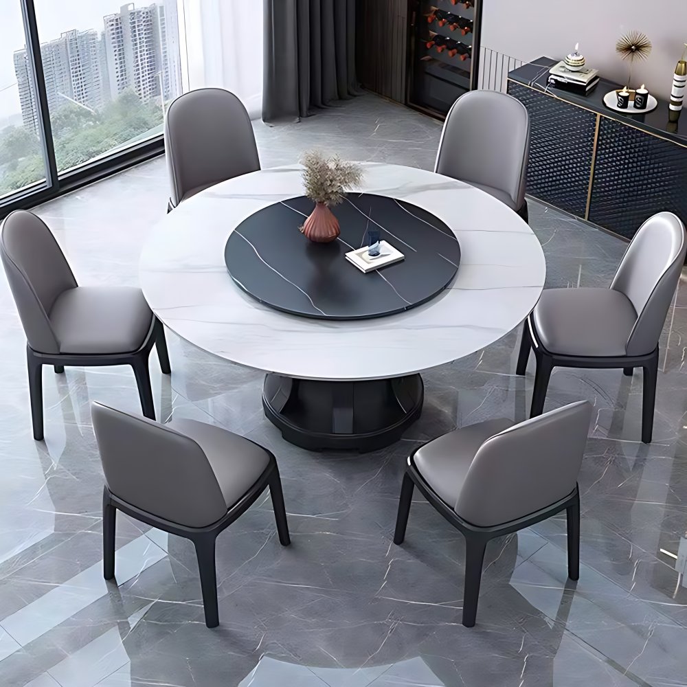 Modern Rubberwood Home Table Round Pedestal Convertible Dining Table ...