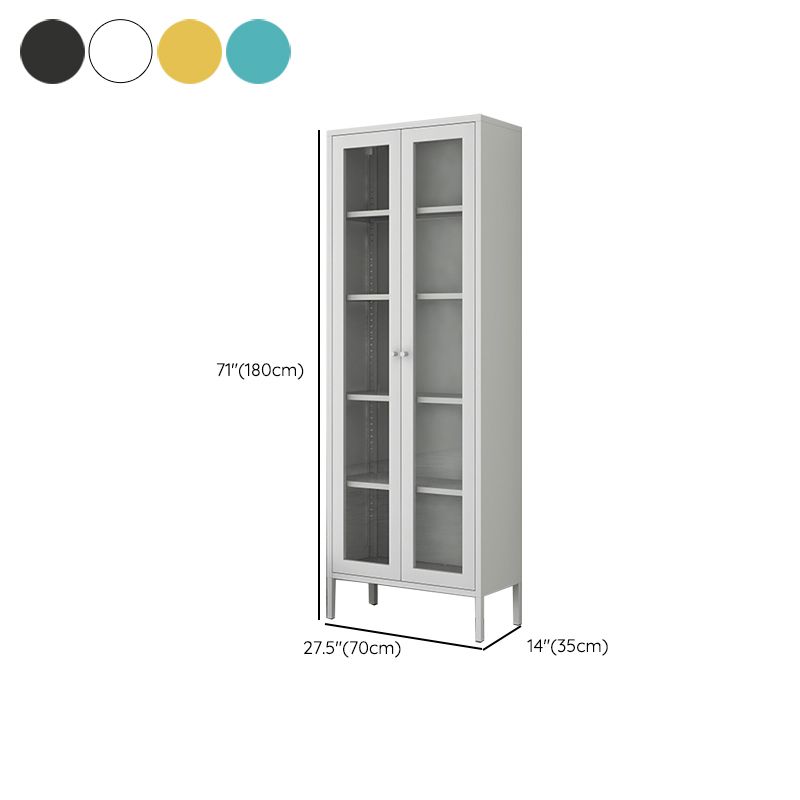Scandinavian Metal Bookshelf Closed Back Standard Bookcase with Cabinets