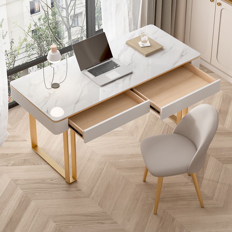 Glam 2 Schubladen Büroschreibtisch Stein 29,53 Zoll großer Schreibtisch