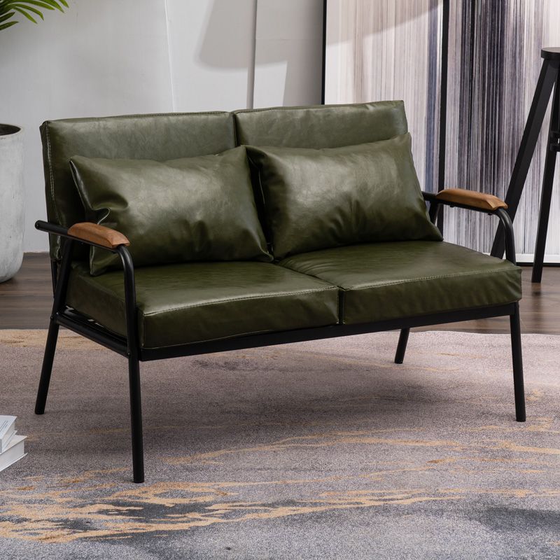 Black Industrial Linen Sofa with Bolster Pillows 29.53"High Square Arm Sofa Clearhalo 'furn' 'furn_sofas' 'Furniture' 'furniture_sofas' 'kitchen' 'kitchen_sofas' 'Living Room Furniture' 'Sofa' 'sofas' 1200x1200_03808f54-7db0-476d-b03d-b51315e5d858