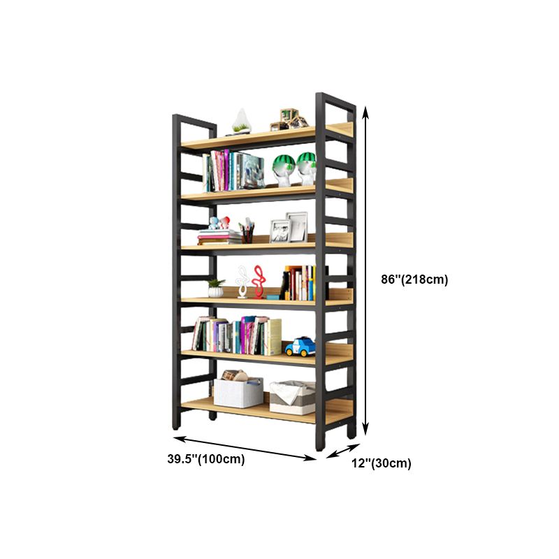 Modern Style Bookshelf Black Frame and Wood Bookcase for Office Clearhalo 'Bookcases' 'furn' 'furn_bookcases' 'Furniture' 'Office Furniture' 1200x1200_038159c7-19ce-4b1d-9210-a5cb39ff881c