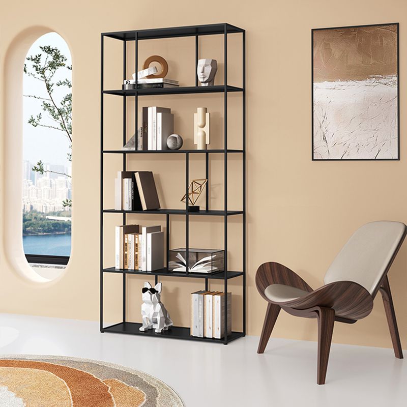 76.77"H Bookshelf Contemporary Style Open Back Black Bookcase for Home Office Clearhalo 'Bookcases' 'furn' 'furn_bookcases' 'Furniture' 'furniture_bookcases' 'Office Furniture' 1200x1200_03825caa-d4a0-4410-a312-9811e2b9496f