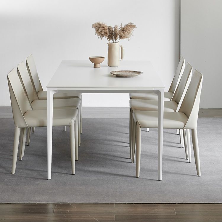 Stone Top Dining Table Rectangle Contemporary Dining Table with 4 Legs Clearhalo 'Dining Tables & Seating' 'Dining Tables' 'dining_table' 'furn' 'furn_dining_table' 'Furniture' 'furniture_dining_table' 'Kitchen & Dining Furniture' 'kitchen' 'kitchen_dining_table' 1200x1200_0384df6f-b56d-4b6f-9de4-4d1582c36c52