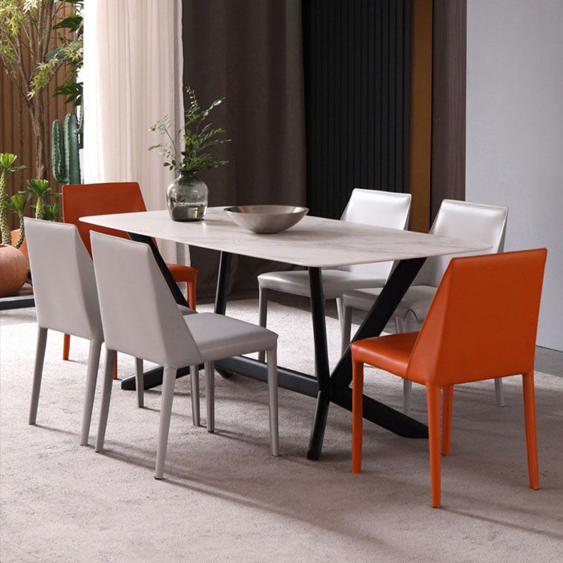 Contemporary Stainless Steel Legs Armless Dining Chairs Wingback Side Chair Clearhalo 'Dining Chairs' 'Dining Tables & Seating' 'dining_chair' 'furn' 'furn_dining_chair' 'Furniture' 'furniture_dining_chair' 'Kitchen & Dining Furniture' 1200x1200_0384f6ac-a4e0-4629-8567-ee4694b0c0e8