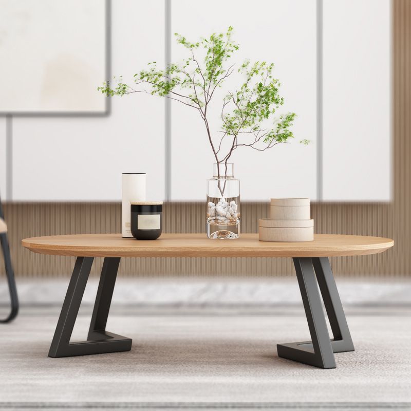 Nordic Solid Wood Elliptical Coffee Cocktail Table with 2 Legs Clearhalo 'Coffee & Accent Tables' 'Coffee Tables' 'coffee_tables' 'furn' 'furn_coffee_tables' 'Furniture' 'Living Room Furniture' 1200x1200_0386697c-c850-4d7b-b641-bfc454046027
