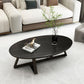 Glam Cross Legs Coffee Table Slate Oval Coffee Cocktail Table