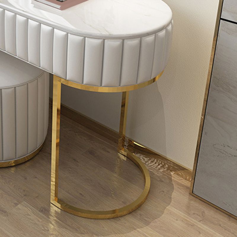 1-Drawer Makeup Vanity Table with Mirror & Stool Luxurious Stone/Leather Dresser Clearhalo 'Bedroom Furniture' 'furn' 'furn_makeup_vanities' 'Furniture' 'Makeup Vanities' 'makeup_vanities' 1200x1200_0388f25e-66f2-4e00-b135-c575d6791a30