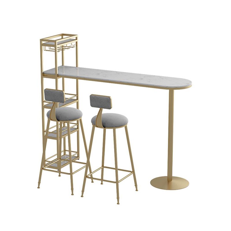 Glam Pub Table Bar Height Specialty Bar Table with Wine Rack