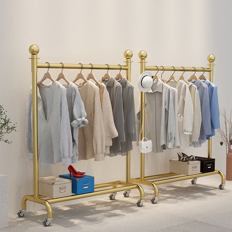 Rack de manteau contemporain métal rail suspendu étagère inférieure et crochets