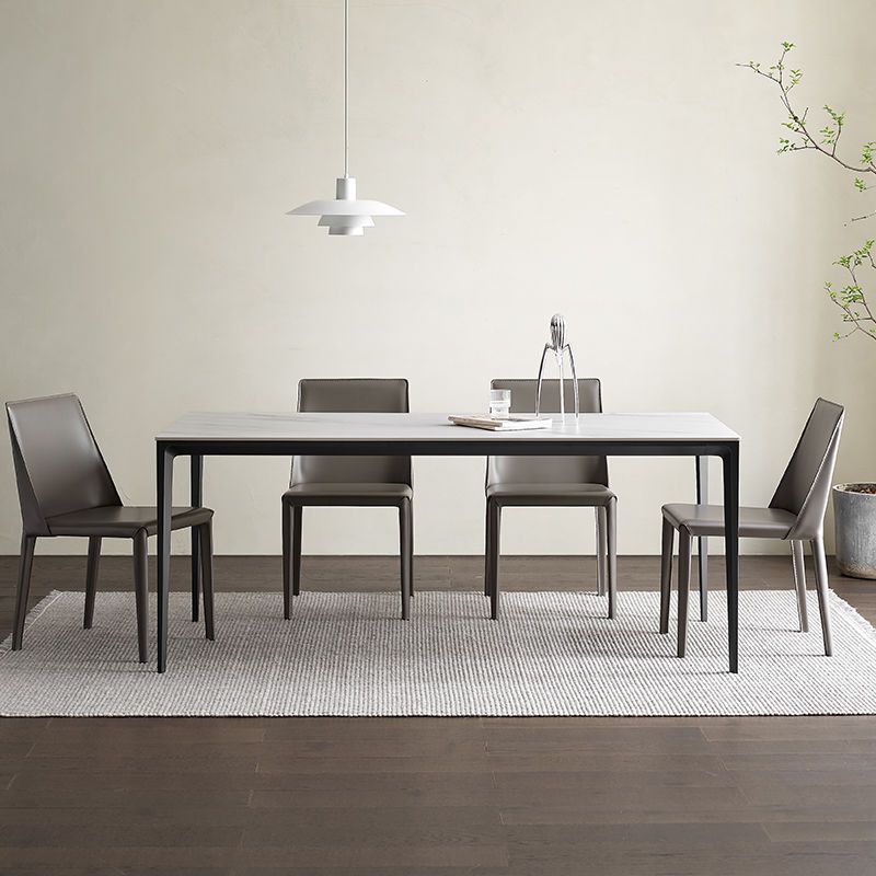 Contemporary Sintered Stone Dining Table Rectangle Table with Metal Legs for Home Use Clearhalo 'Dining Tables & Seating' 'Dining Tables' 'dining_table' 'furn' 'furn_dining_table' 'Furniture' 'Kitchen & Dining Furniture' 1200x1200_038c4564-f283-407d-9f41-5a0262586a9d