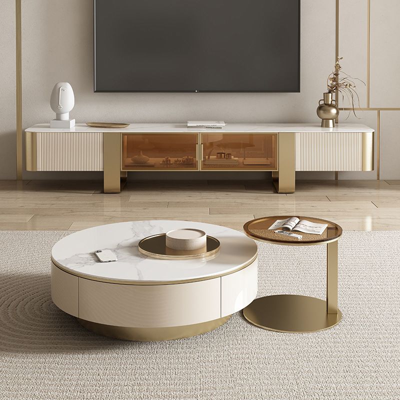Modern Stone TV Stand Console Enclosed Storage TV Media Stand with Doors for Living Room Clearhalo 'furn' 'furn_tv_stands_entertainment_centers' 'Furniture' 'Living Room Furniture' 'TV Stands & Entertainment Centers' 'TV Stands & Media Storage Furniture' 'tv_stands_entertainment_centers' 1200x1200_038cc4eb-2a05-40ab-934d-1df45bfd2272